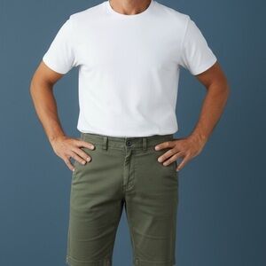 Union Men’s Khaki Green Casual 5 Pocket Shorts Cotton Size 34 R